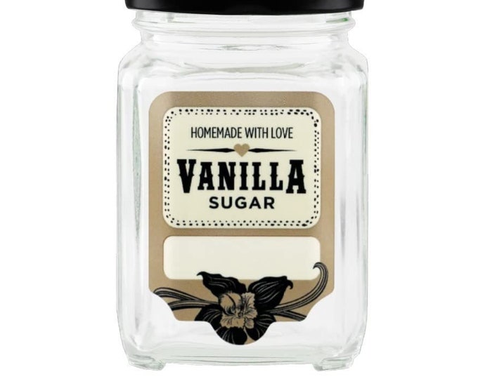 Small Sugar Label Homemade Vanilla Sugar Label for Spice Jar or Ingredient Container ...