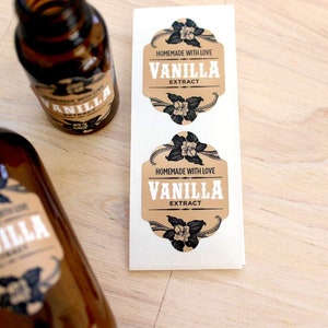 Mini Vanilla Extract Labels for 1 oz Boston Round Bottle - 1.1" x 1.6" - Handmade by Conquest of Happiness