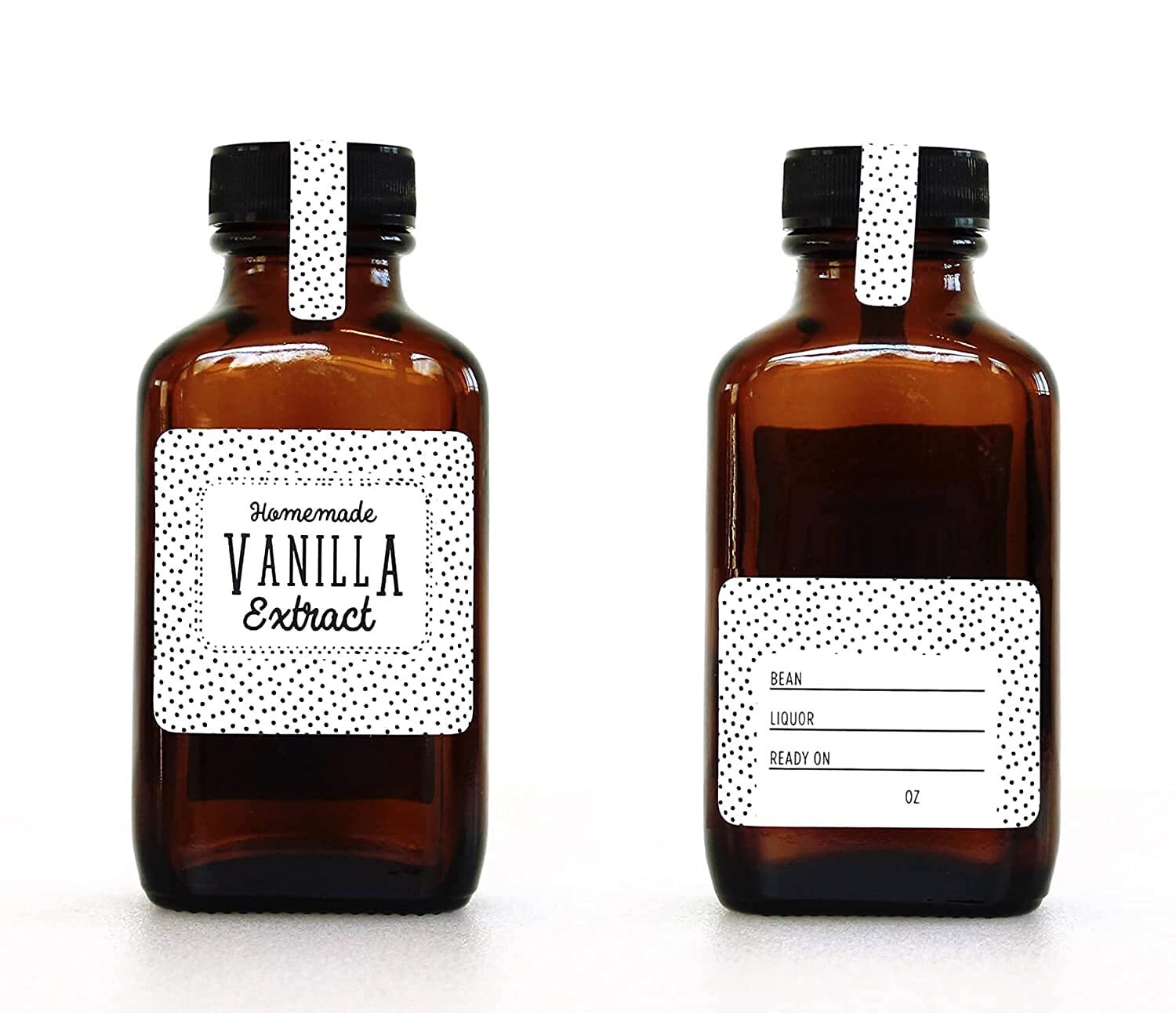 Homemade Vanilla Extract Labels for 4 oz Boston Round Bottles and Larger -  Vanilla Beans & Alcohol - Handmade by Conquest of Happiness