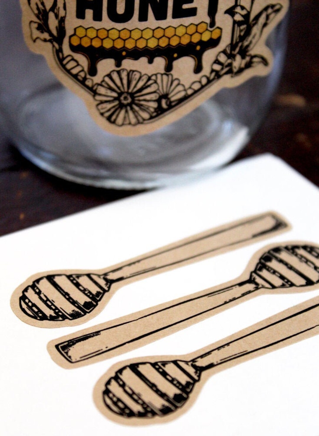 Honey Dipper Tamper Proof Seal Kraft Paper Honey Stickers .75 X 3.1
