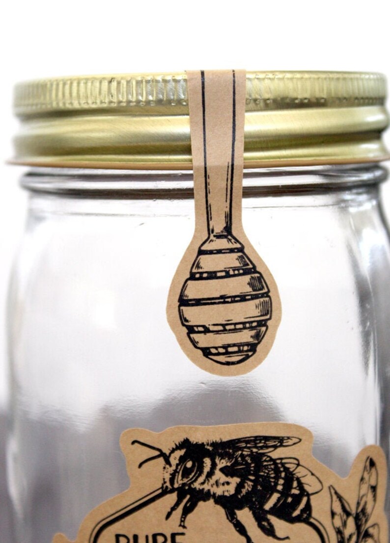 Honey Dipper Tamper Proof Seal Kraft Paper Honey Stickers Etsy