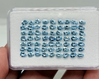 Natural Aquamarine 4x3 pear Cut Stones  *  *Sky blue Color & Quality Gemstone*For Jewelry *1D9N