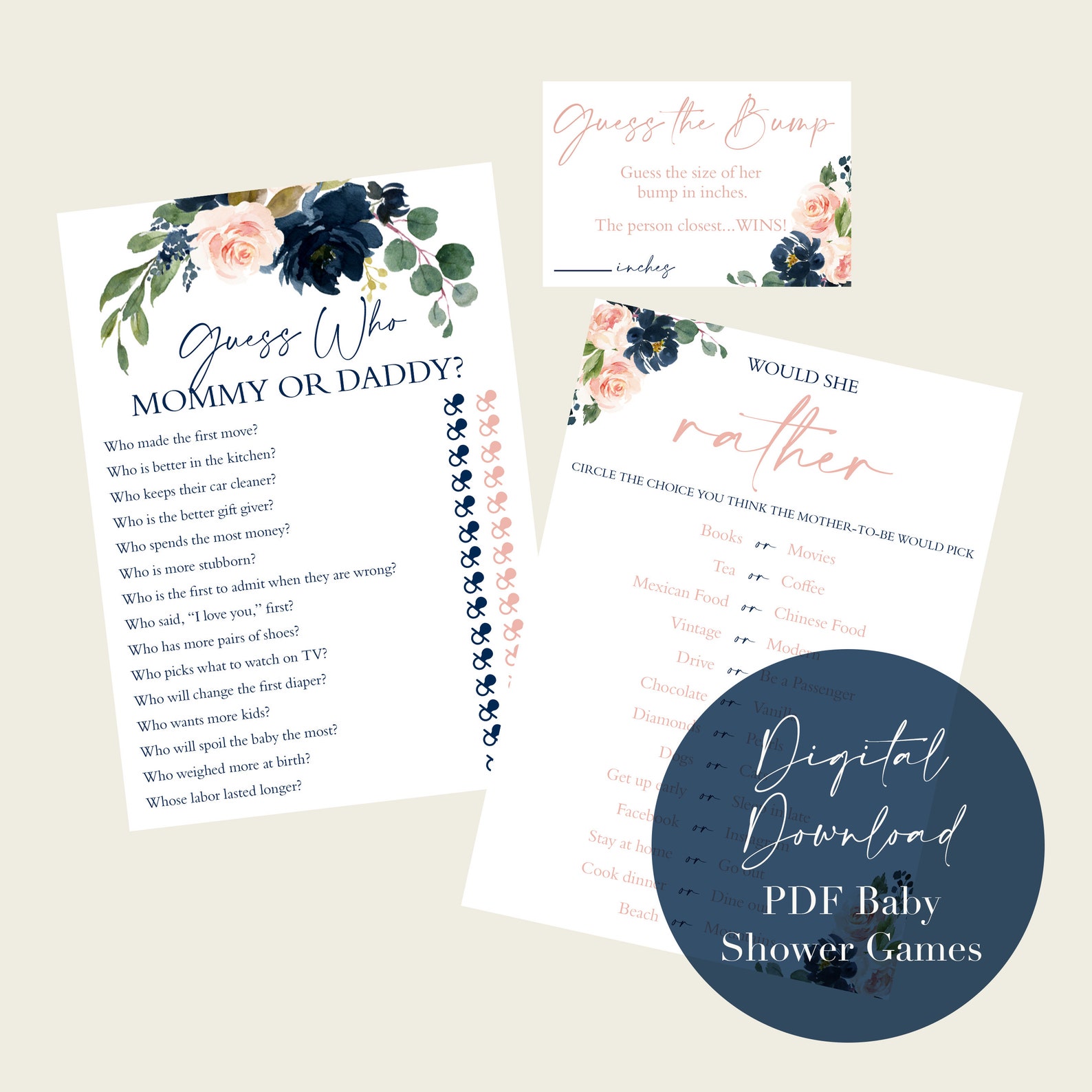 Printable Baby Shower Games. Guess Who Mommy or Daddy Would | Etsy