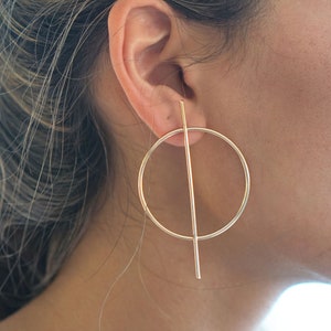 Geometric Hoop Earrings, Artistic Hoop Earrings, Gold Hoop Earrings, Silver Hoop Earrings, Modern Hoop Earrings, Circle Line Hoop Earrings