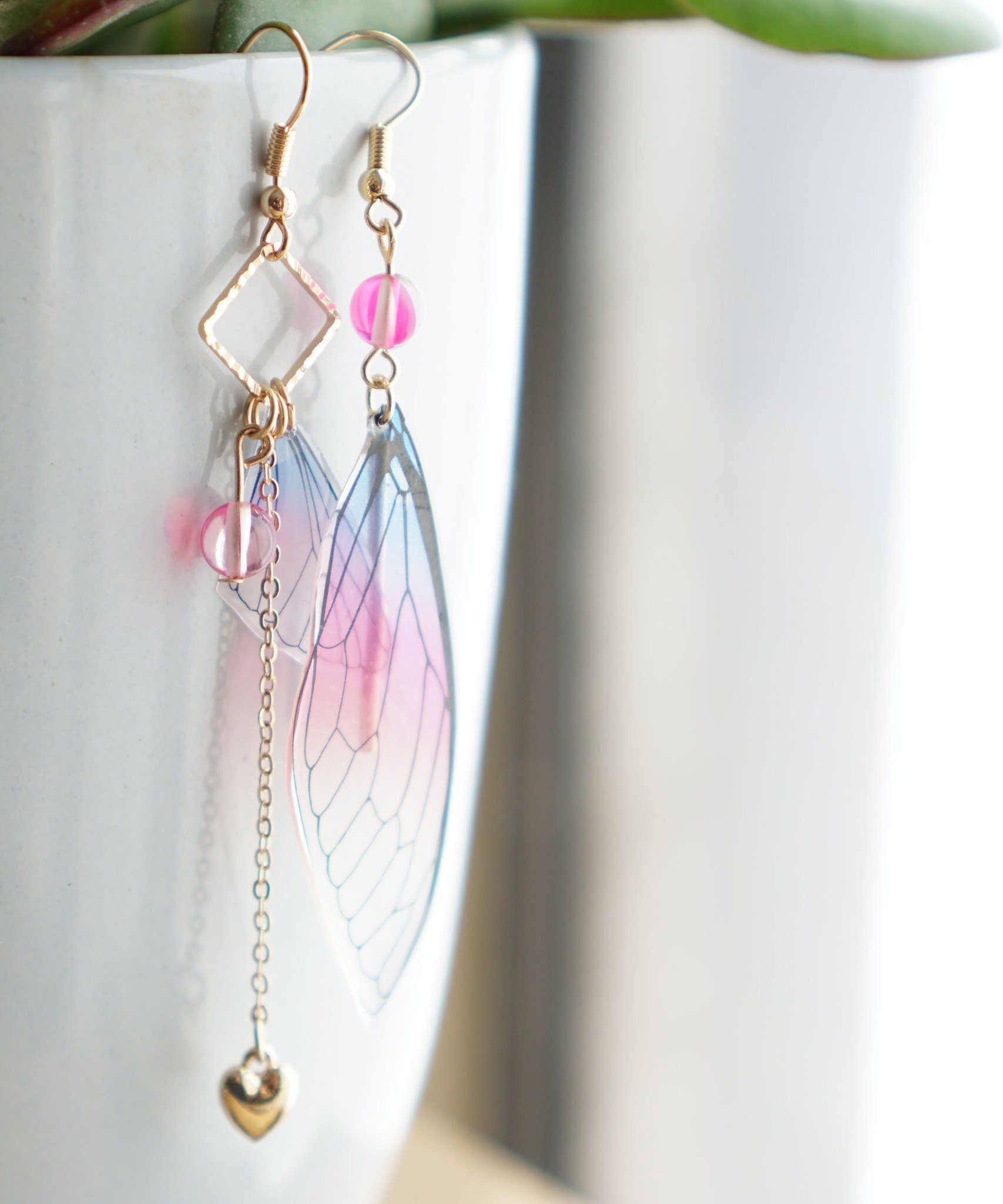 Gradient Butterfly Earrings Chiffon Pink and Purple - Etsy