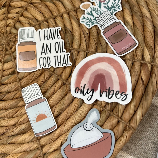 Oily Vibes Sticker Pack | Oily Mama Sticker pack | Essential oil Stickers | 5 piece sticker pack