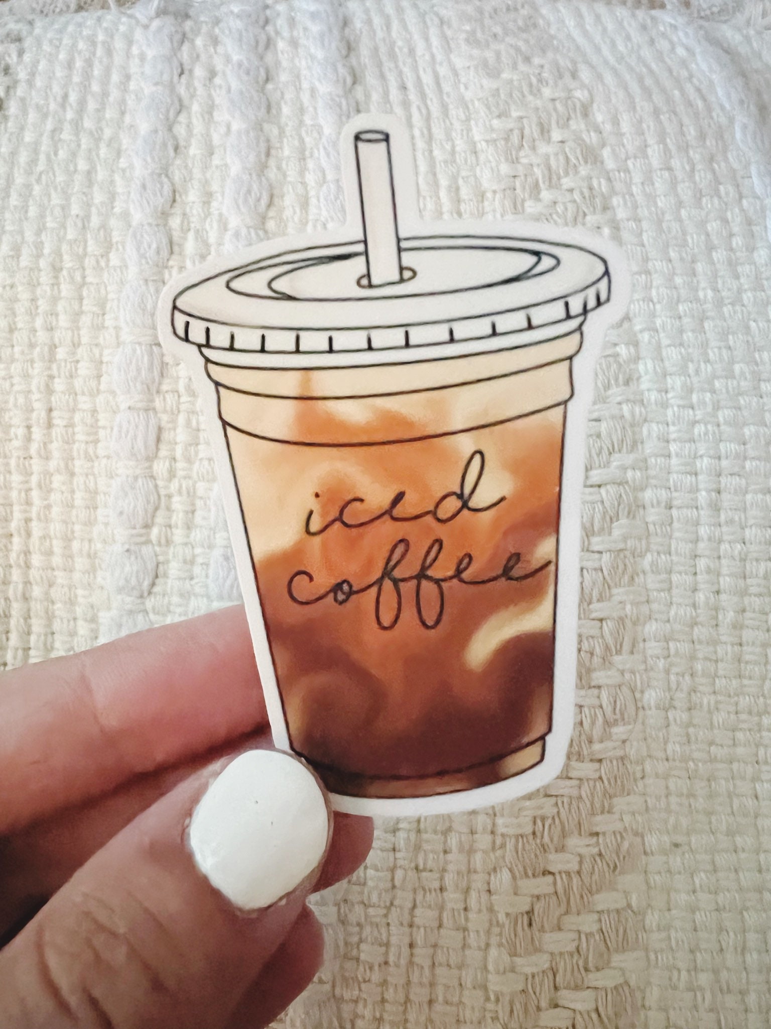 Cute Iced Coffee Cups - Classic Brown Sticker for Sale by TimorousEclectc