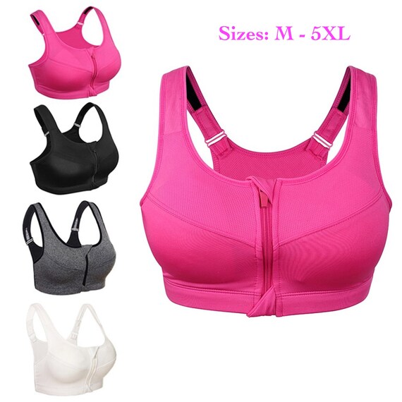 BEST PLUS Size Sport Bra 5X M ZIP Front Sport Bra Yoga Bra Etsy