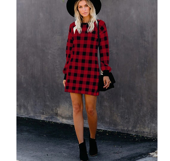 VINTAGE PLAID DRESS Knitted Sweater 