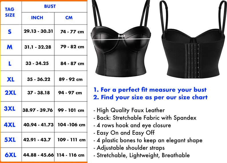 BLACK LEATHER BUSTIER Faux Leather Corset Top Plus Size Bra Etsy