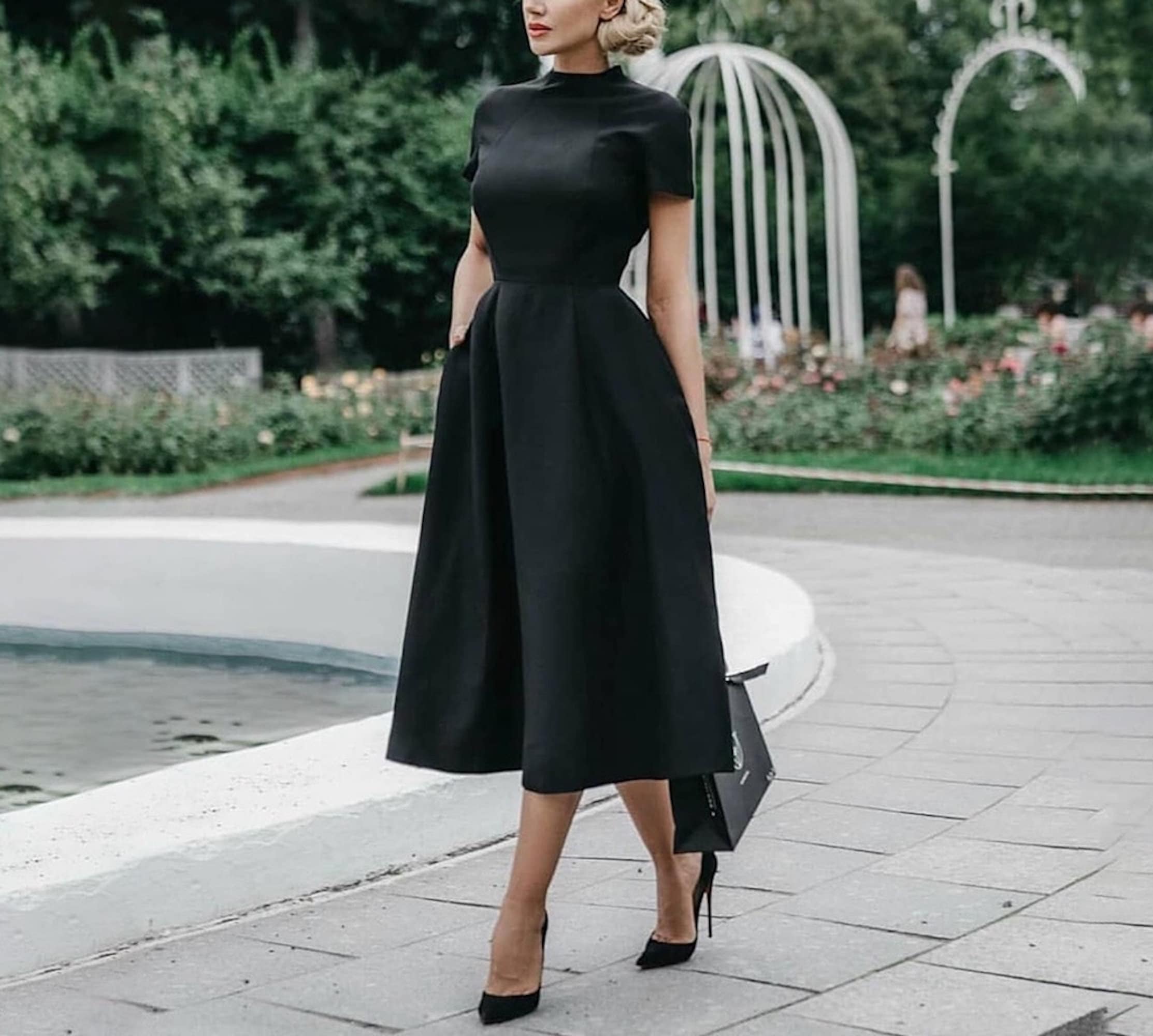 CLASSY BLACK Dress Vintage Swing Dress ...