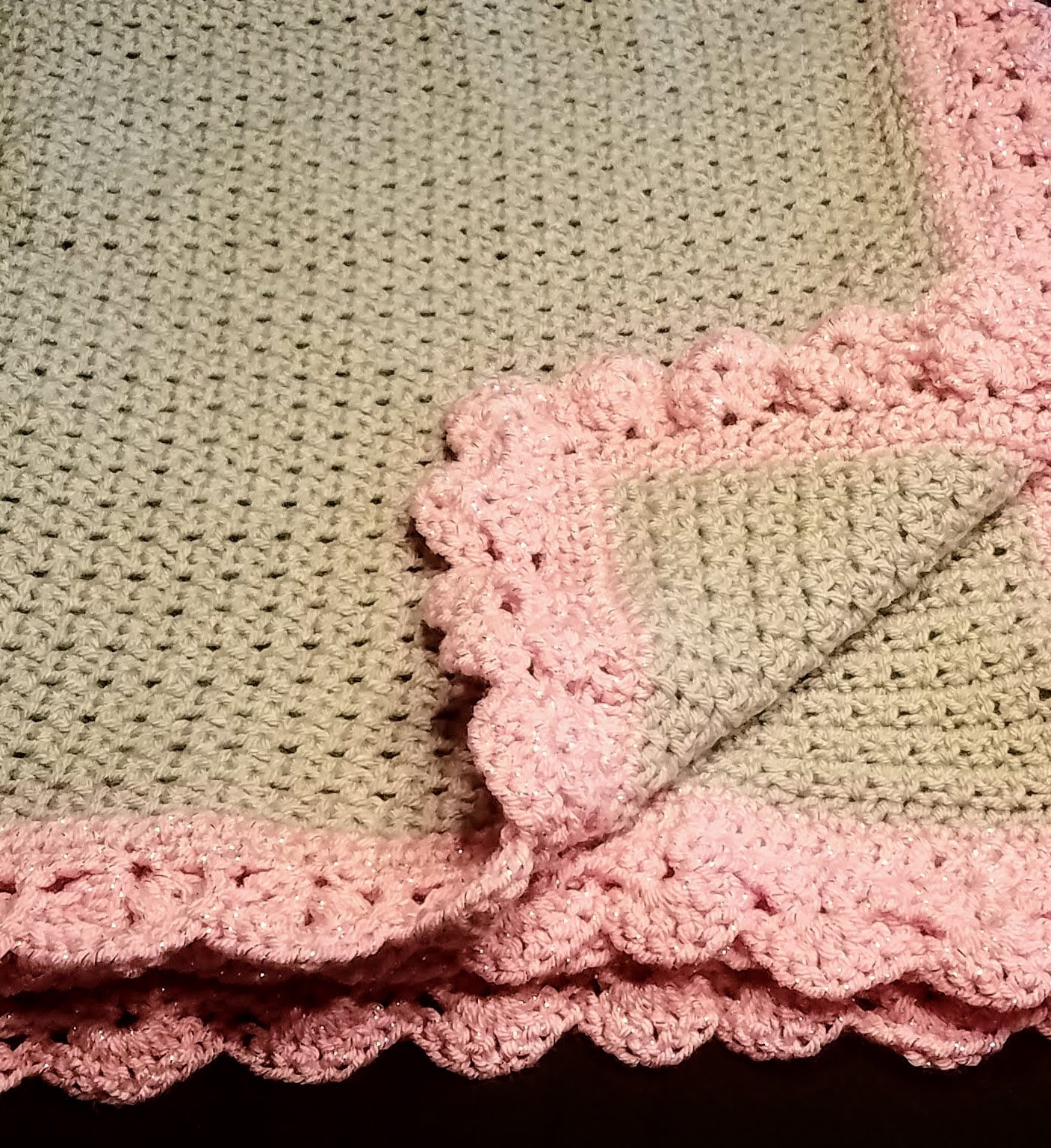 Crochet Baby Blanket Grey and Pink Etsy