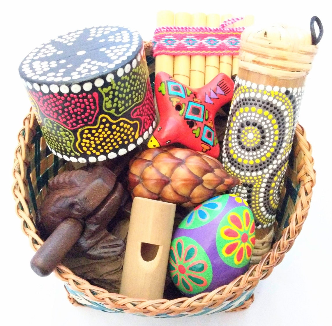 Music Sensory Basket small / Treasure Basket / Plastic Free / Etsy