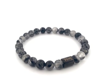 Natural Black Stone Tourmaline Quartz Crystal Beads Bracelet | Genuine Stone Bracelet for Protection | Spiritual Jewelry