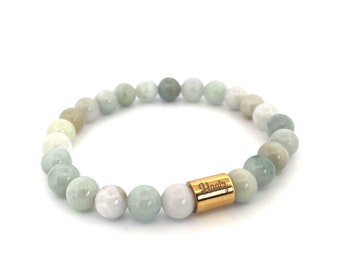 Authentic Burmese Jade 8mm Round Beaded Bracelet | Crystal Healing Bracelet | Spiritual Jewelry