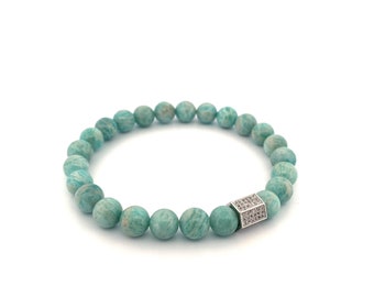 Amazonite round bead bracelet 8mm, stretch bracelet, natural stone, healing crystal, Virgo,Taurus, earth, heart chakra