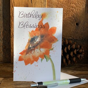 Watercolor Greeting Card, Birthday Blessings