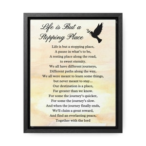 Custom Memorial Poem Canvas Wrap | Life is But a Stopping Place Sympathy Gift | Sympathy Wall Sign | Memorial Gift for Lost of Loved One