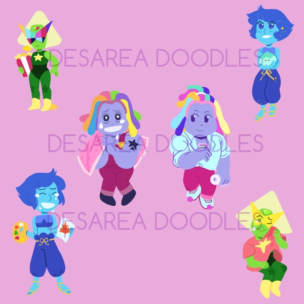 Steven Universe Future Sticker Pack Peridot Bismuth Lapis Diamonds