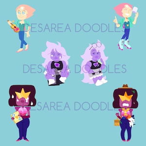 Steven  Universe Future Sticker Pack Steven Connie Pearl Garnet Amethyst