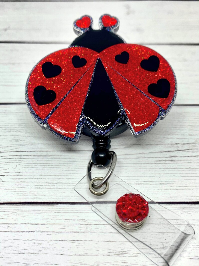 Love Bug Badge Holder Love Bug Retractable Badge Reel Valentine Badge Holder Valentine Badge Reel Valentine ID holder,