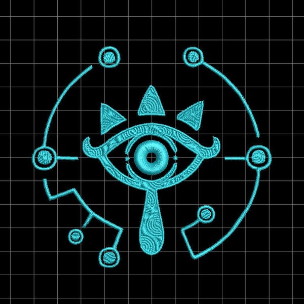 Sheikah Eye Embossed Machine Embroidery Design from Zelda Breath of the Wild