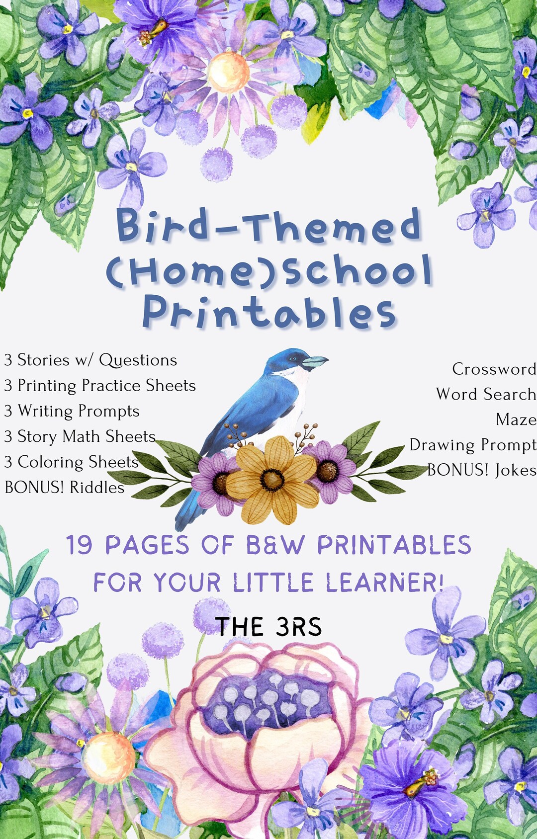 Bird Themed Homeschool Printables Reading Writing Arithmetic Young ...