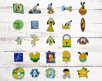 Pluto Dog Themed 5 Pin Set - Disney Park Trading Pins - Randomly Assorted - New
