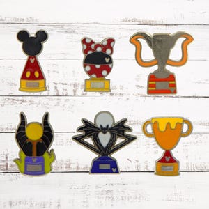 Disney Character Trophy Pins Collection 6 Specific Park Trading Pin Set New