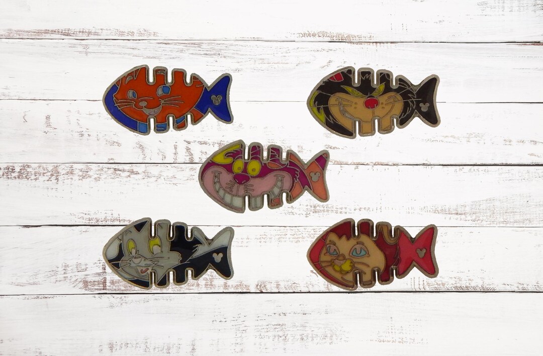 Fishbone Pin Cat Fishbone Collection Specific 5 Pin Set Disney Parks Trading Pins ...