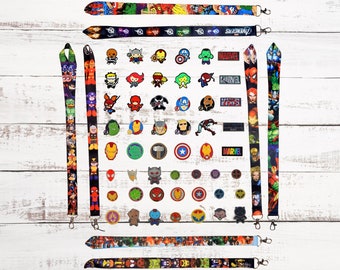 Marvel Avengers Lanyard Set with 5 or 10 Themed Disney Park Trading Pins ~ Brand New