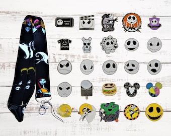 Nightmare from Christmas Jack Skellington Schlüsselband Set mit 5 Disney Pins ~ Neu