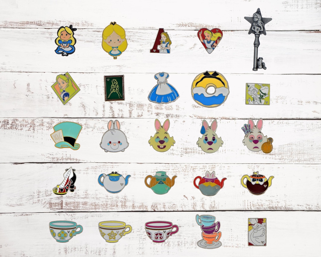 Alice in Wonderland 5 - 25 Themed Disney Trading Pins ~ Randomly ...