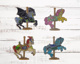 4 Kingdom Carousel Horse Complete Pin Set Specific Disney Park Trading Pins New