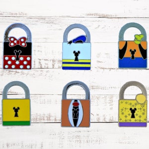 Character Lock Collection 6 specifieke Disney Park Trading Pin-set hangsloten ~ Nieuw