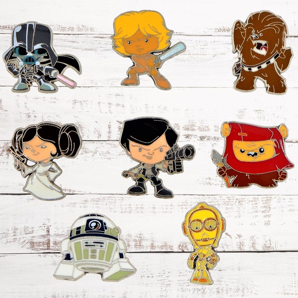 Star Wars "Cute" Authentic Disney Trading Pin Set - 8 Total LE Pins - Brand New