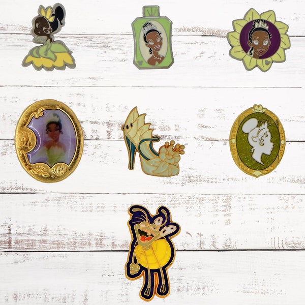 Tiana ~ Princess and the Frog Themed 5 Pin Set Disney Park Trading Pins ~ New