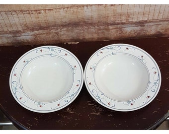 Mikasa Intaglio Annette Set of 2 Wide Rimmed Soup Bowls Vintage