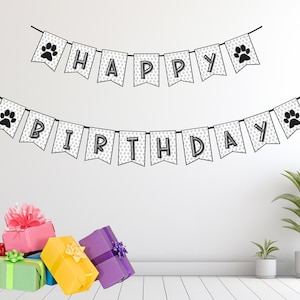 Faixa de aniversário Puppy Pawty, Faixa de festa de filhotes, Faixa de feliz aniversário, Decorações de aniversário com tema de cachorro | DOWNLOAD INSTANTÂNEO