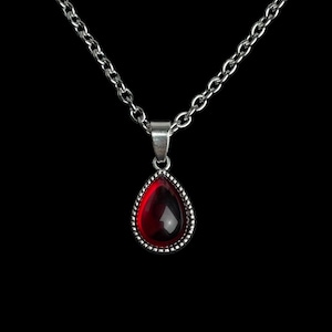 Vampiress Necklace | Red Blood Drop Pendant | Gothic Vampire Jewellery