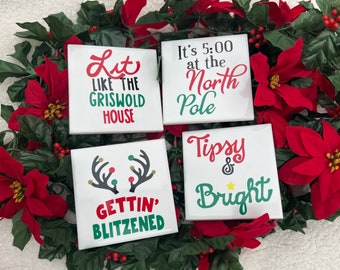 Christmas Coasters, Christmas gifts, Christmas gift for new homeowners, Christmas hostess gift, hostess gift, Christmas party coasters