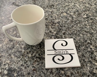 Custom Monogram Coasters (Set of 4), personalized coasters, custom, coffee, bar, alcohol, coffee table, housewarming, new home, wedding,