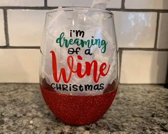 Christmas song themed wine glass, christmas wine, christmas song, christmas gift, christmas carol, glitter wine glass