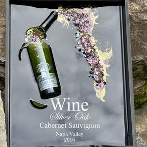 Liquor art resin broken glass silver oak 2016 wine crushed glass Christmas gift Mother’s Day