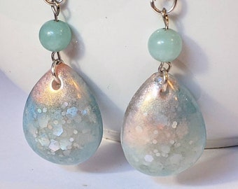 Ombre Earrings, Cottagecore Earrings, Pastel Goth Earrings, Pearlescent Dangle Earrings, Cottage core Jewelry, Fairy Jewelry for Women