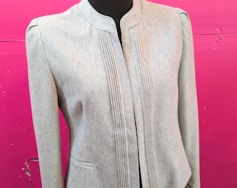 Vintage 80s Light Gray Wool Blazer S M
