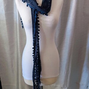 Vintage 20er 30er Jahre Antik Marineblauer Spitzenschal Bild 2