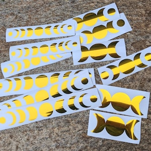 Gold Moon Decal, Moon Phase Sticker, Moon Bumper Sticker for Car, Triple Moon Sticker, Wiccan Decals, Water Bottle Sticker, Laptop Decal