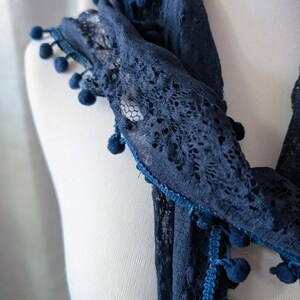 Vintage 20er 30er Jahre Antik Marineblauer Spitzenschal Bild 4
