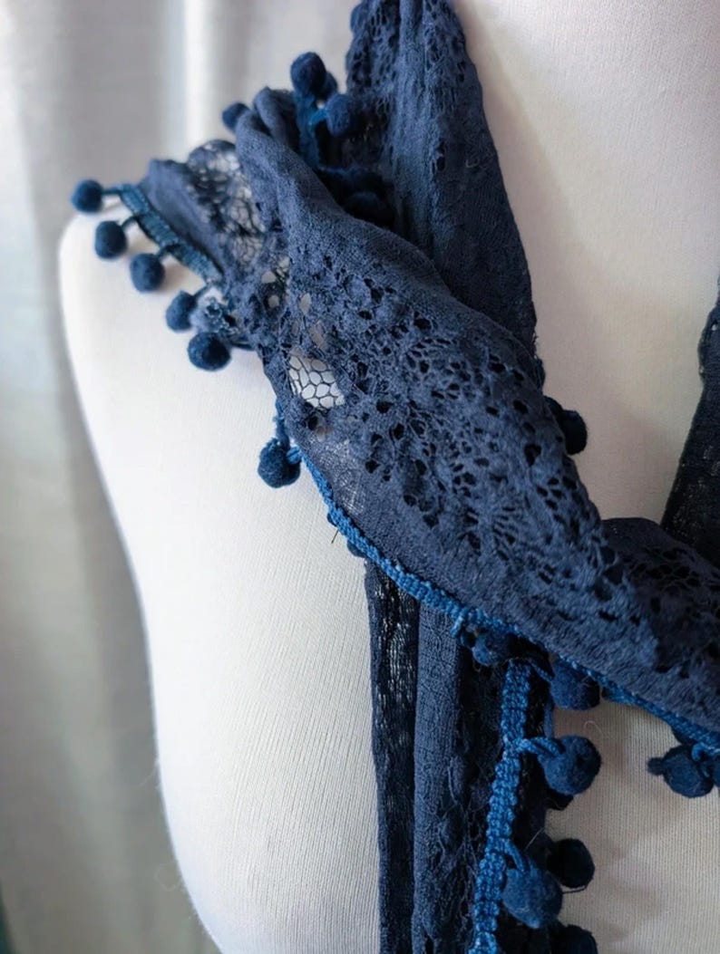 Vintage 20er 30er Jahre Antik Marineblauer Spitzenschal Bild 4